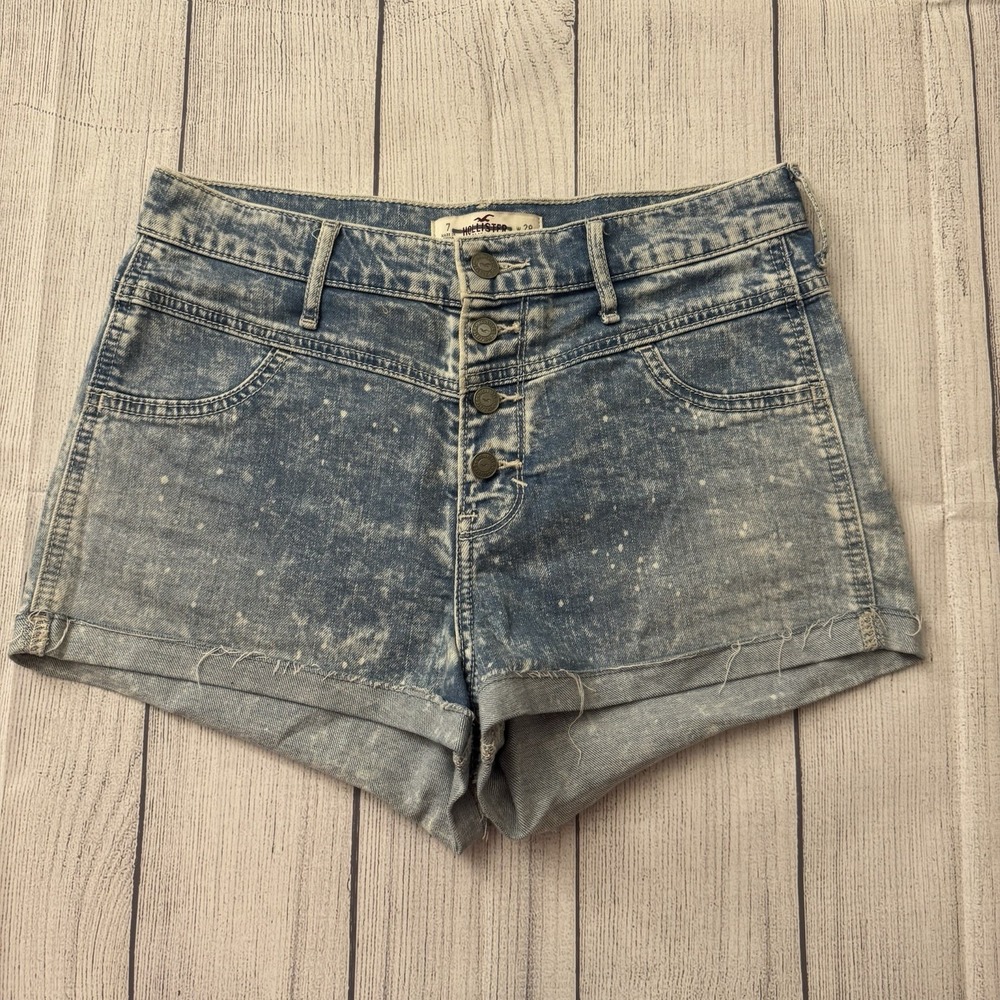Hollister Button Fly Cut Off Blue Jean Shorts Womens‎ Size 7 W28